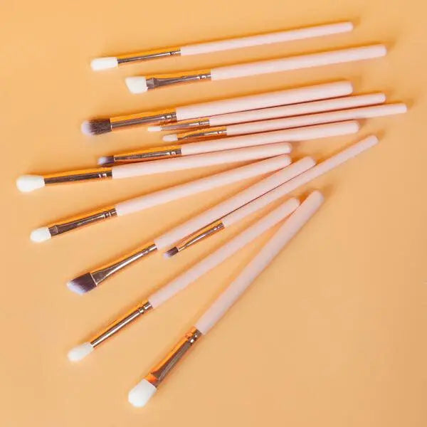 O.TWO.O 12 PCs Eye Makeup Brushers Set (Pink) - Otwoocosmetics